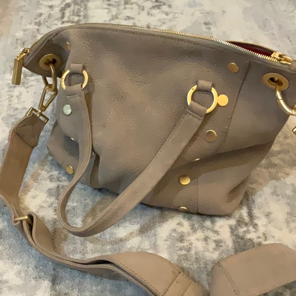 Taupe Handbag with Gold Accents